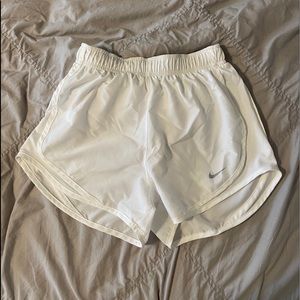 white dri fit nike shorts